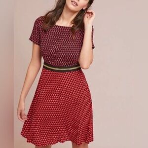 Maeve by Anthropologie Amici Bunny Print Red Dress SZ:2